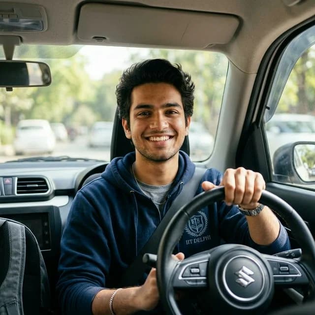 Beginner student driver practicing in residential lanes of Ambattur and Athipet - Om Sakthi Mangadu Kamatchi Driving School